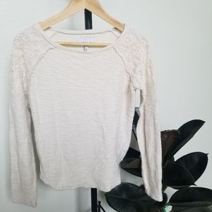 O'Neill Cream Sweater with Crochet Shoulders